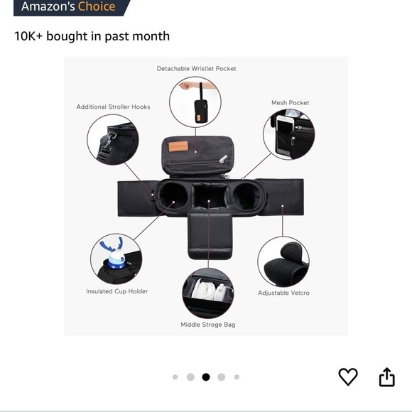 New Momcozy Universal Stroller Organizer Insulated cup Holder Black Detachable - Picture 3 of 8